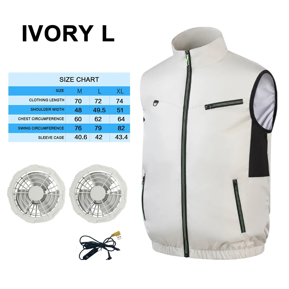 APWIKOGER Cooling Fan Vest – USB Wearable Vest for Summer Outdoor Cooling Fan Vest Richie's Ivory L with fan