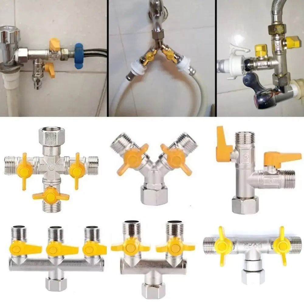 Brass 3-Way Diverter Valve 1/2" Hose Barb Shut-Off Adapter Brass Diverter Valve Richie's