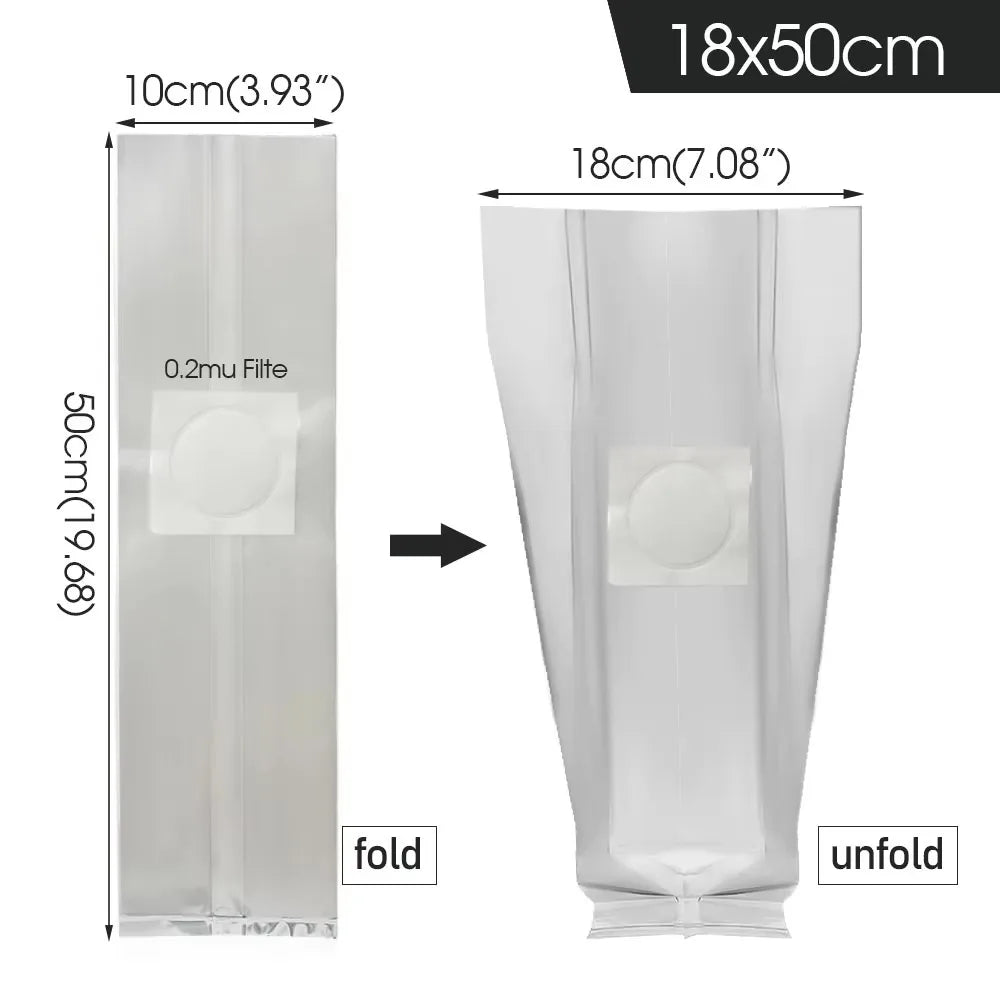 50pcs PP Mushroom Grow Bags 0.2µm Filter – Spawn & Culture Mushroom Grow Bags Richie's 18x50cm