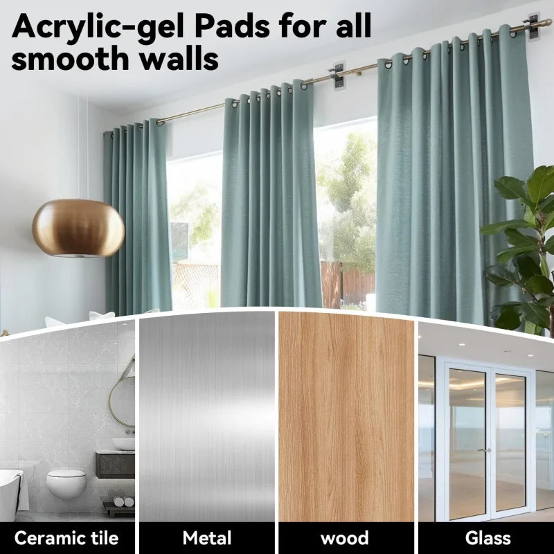 No-Drill Self-Adhesive Curtain Rod Brackets – 2/4pc Set Curtain Rod Brackets Richie's