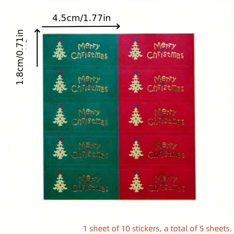 50pcs Vintage Christmas Sealing Stickers Golden Foil Labels Christmas Sealing Stickers Richie's 50pcs