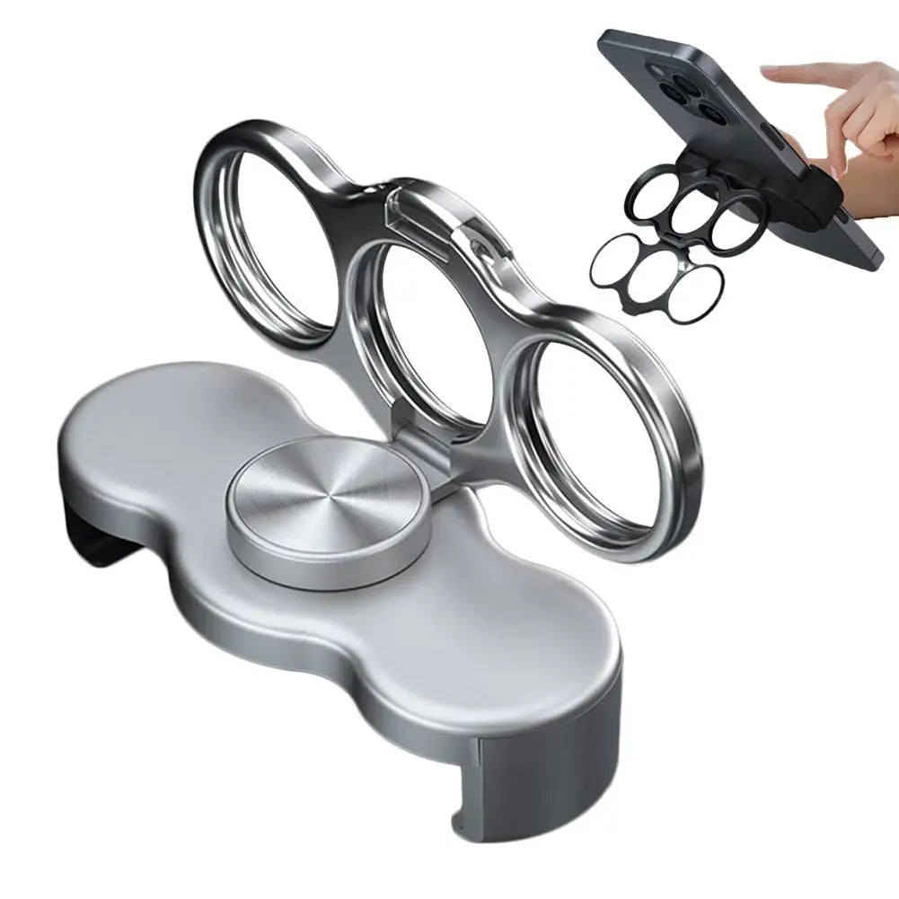 Triple Ring Foldable Metal Phone Stand & Magnetic Car Mount Phone Ring Stand Richie's Gray
