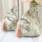 Chinese Style Tassel Knot Wrist Bag with Flower Pendant Wrist Bag Pouch Richie's Pink Without flowers