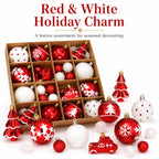 42-Piece Christmas Ball Ornaments Set – Red & White Christmas Ornament Set Richie's