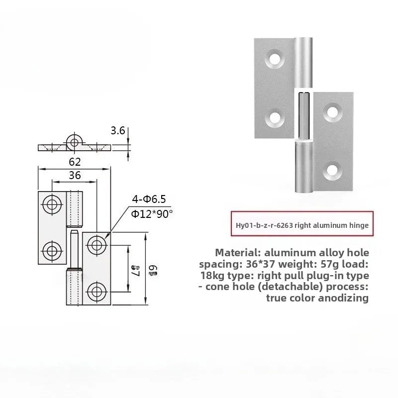 Plug-In Aluminum Alloy Cabinet Door Hinge – Quick Release Cabinet Door Hinge Richie's HY01-B-Z-R-6263 righ