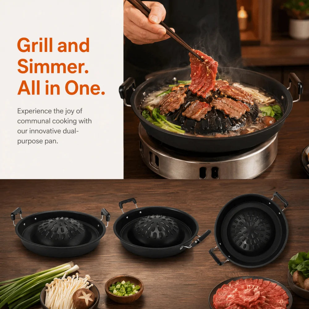 Cast Iron Thai BBQ Grill Pan – Dual Hot Pot & Grill Cast Iron Grill Pan Richie's