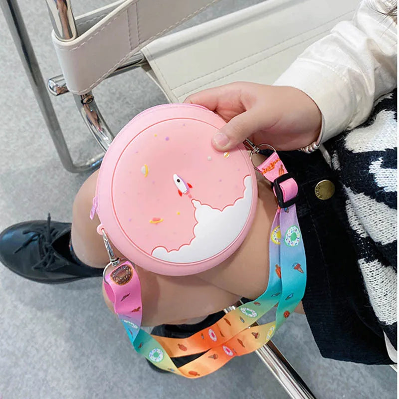 Kids Donut Round Crossbody Bag Rainbow Girls Shoulder Handbag Kids Crossbody Bag Richie's