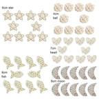10PCS Rattan Ball Star Heart Moon Fish Xmas Tree Ornaments Christmas Ornaments Richie's