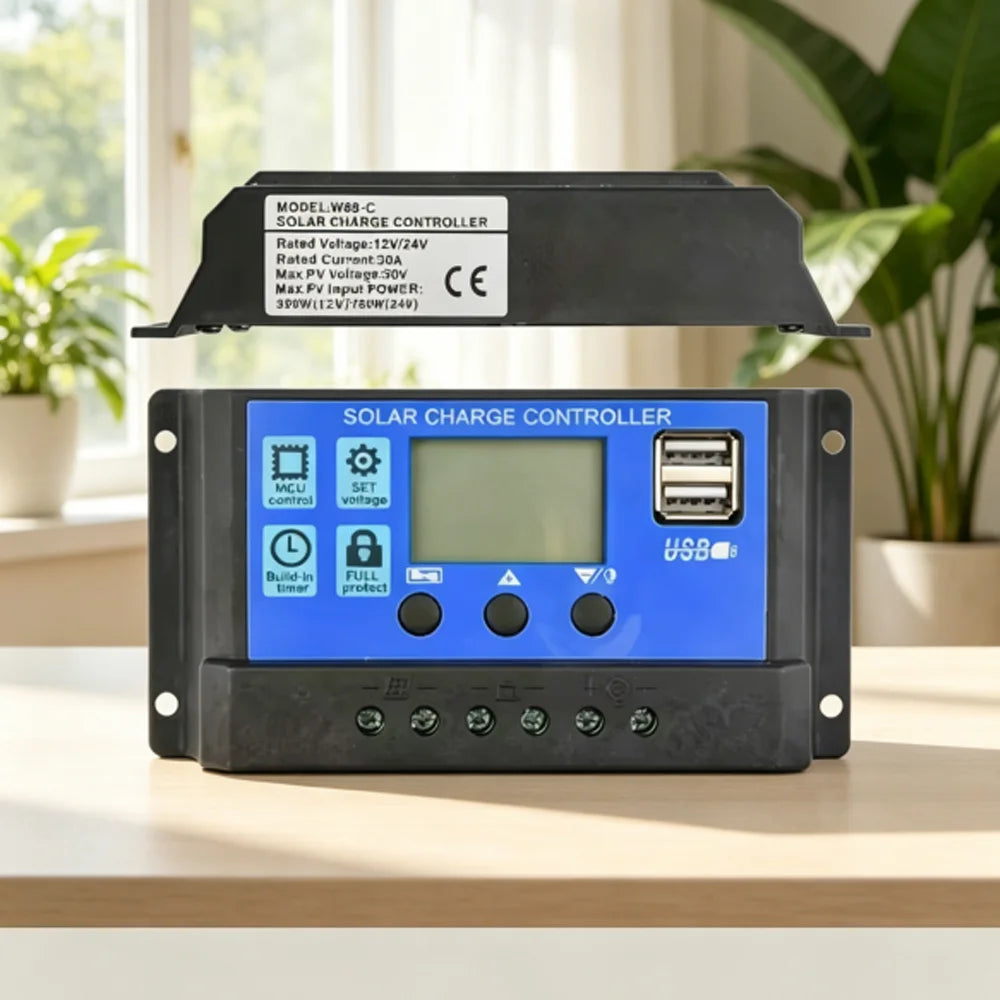 PWM Solar Charge Controller 10A 30A LCD Dual USB 12V 24V Solar Charge Controller Richie's
