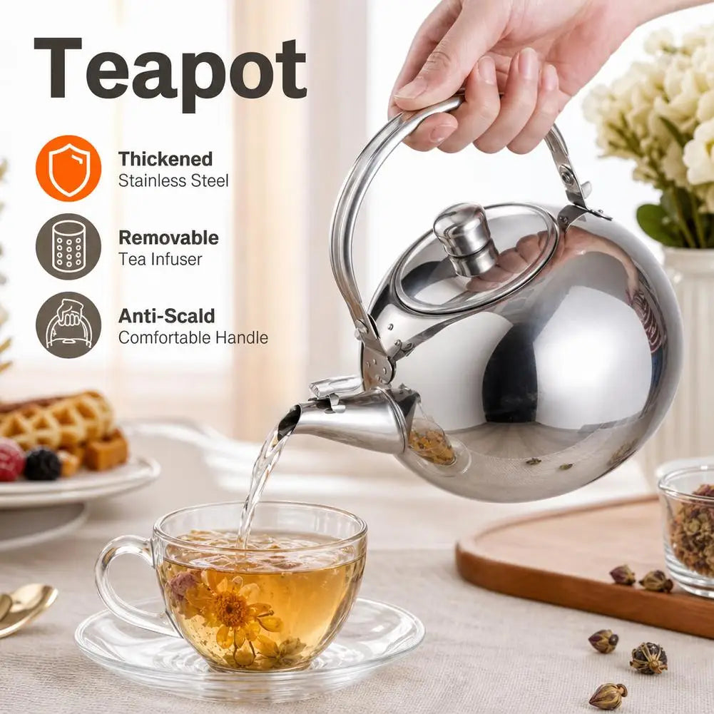 Stainless Steel Teapot with Infuser – Stovetop Kettle 1L–2L Stovetop Tea Kettle Richie's