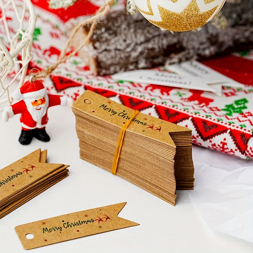 Kraft Paper Christmas Gift Tags with Rope – Merry Xmas Hang Tags Gift Hang Tags Richie's