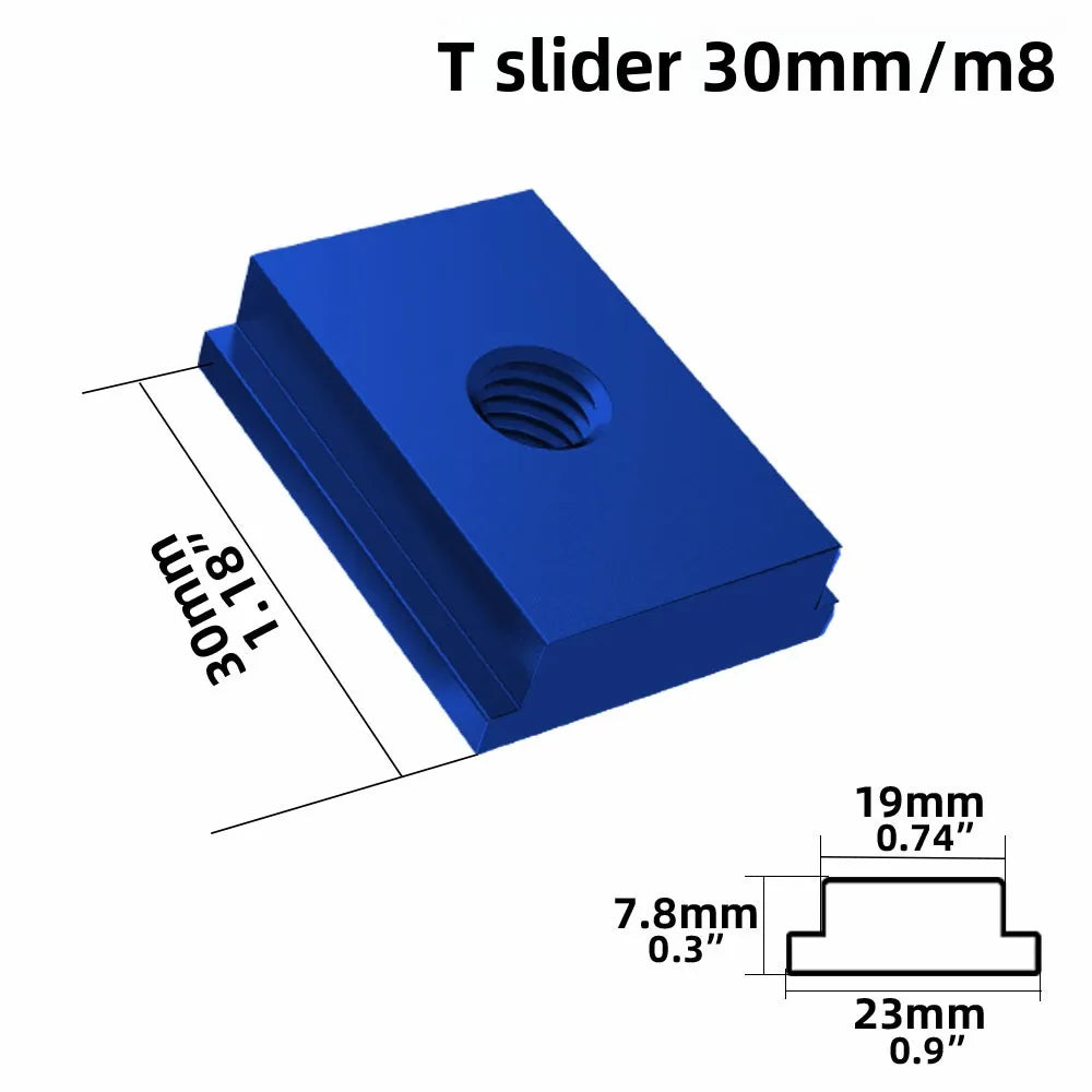 8-Pc T-Track Slider Set M6/M8 Aluminum Alloy Groove Fastener Clamp T-Track Slider Set Richie's Blue - M8 slider 8pcs
