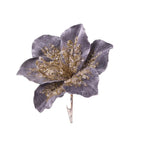 19cm Artificial Poinsettia Glitter Flower | Christmas Décor Artificial Christmas Flower Richie's Grey