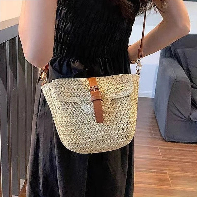 Women's Woven Straw Tote Bag – Bohemian Beach Crossbody Woven Straw Tote Bag Richie's