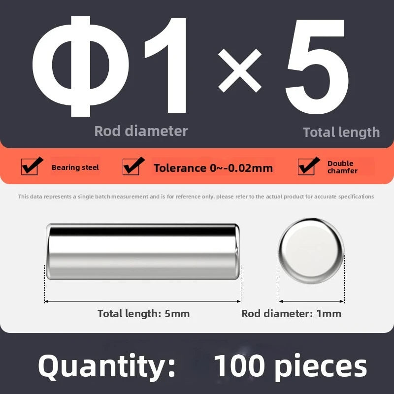 Veekaft 100pcs Bearing Steel Cylindrical Locating Pins M1 3–12mm Cylindrical Locating Pins Richie's M1x5 100pcs