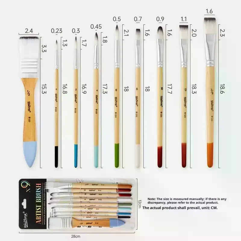9-Piece Nylon Paint Brush Set – Watercolor, Acrylic & Oil Artist Brush Set Richie's