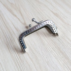 8.5cm Square Kiss Lock Purse Frame – Silver Beaded Clasp DIY Purse Frame Hardware Richie's Default Title