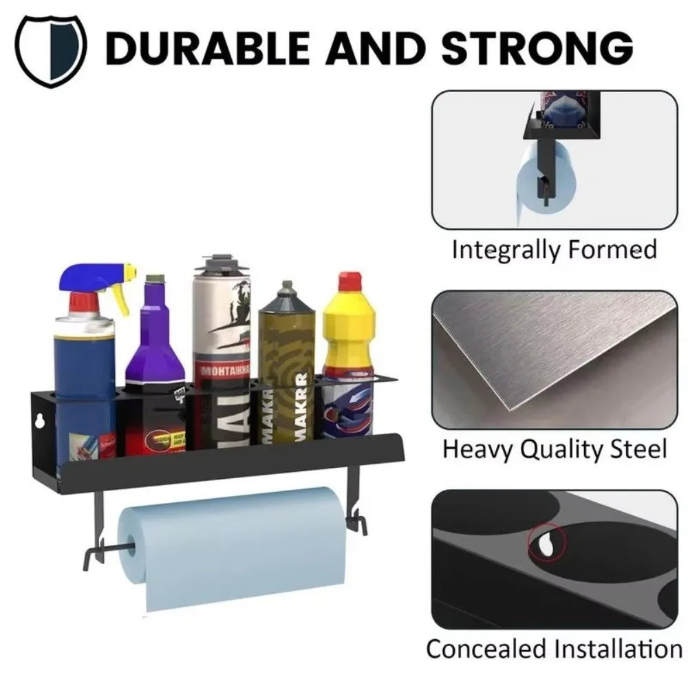 Wall-Mounted Metal Spray Bottle Rack – Garage Storage Organizer Wall Storage Rack Richie's