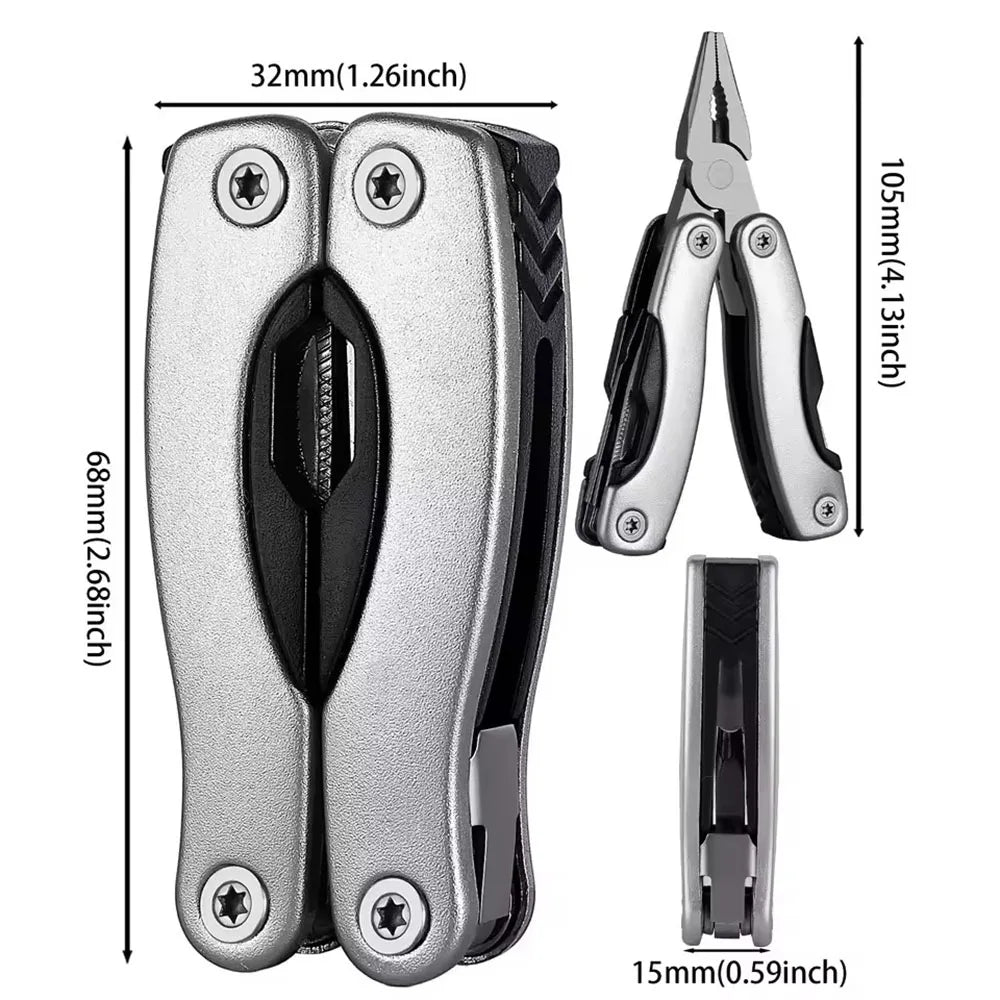 Folding Multi-Tool Pliers – Stainless Steel Camping Survival Kit Multi-Tool Pliers Richie's Silver Small 4 inches