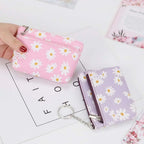Daisy Print Coin Purse with Zipper & Keychain – Women's Wallet Coin Purse Wallet Richie's