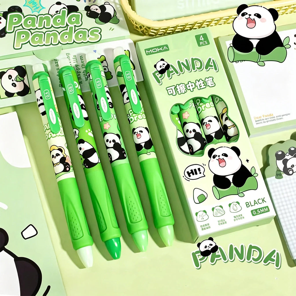 4 Erasable Gel Pens 0.5mm Cartoon Design | School Supplies Erasable Gel Pens Richie's light green