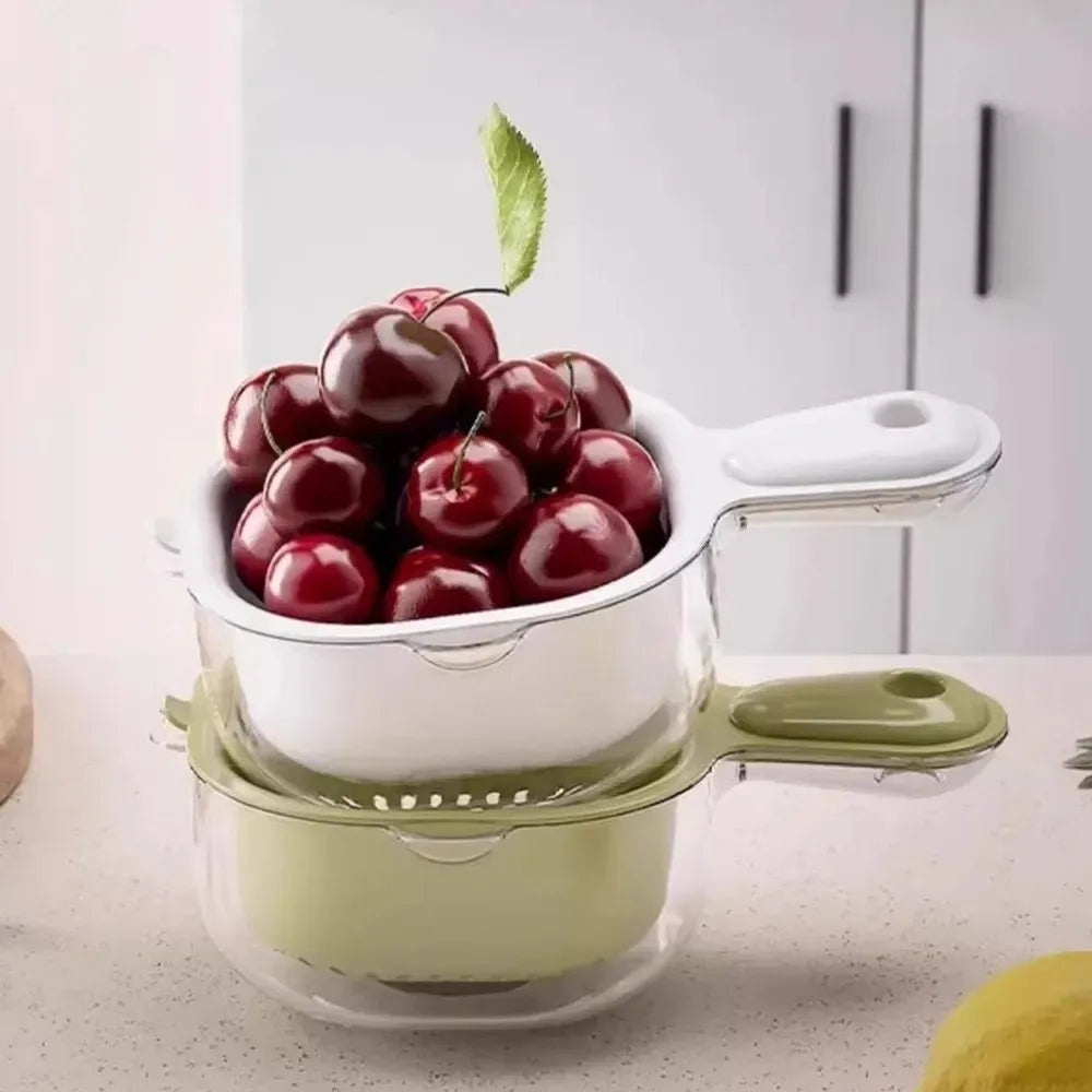 Double-Layer Drain Basket Vegetable Wash Bowl with Handle Kitchen Drain Basket Richie's