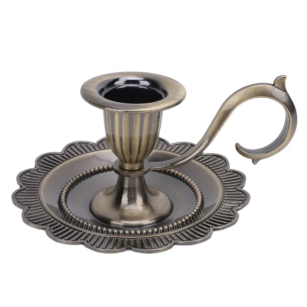 Zinc Alloy Handheld Candlestick Holder – European Retro Style Candle Holder Richie's Bronze
