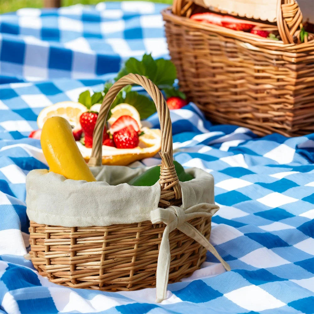 Handmade Wicker Basket with Handle – Woven Rattan Storage Wicker Storage Basket Richie's