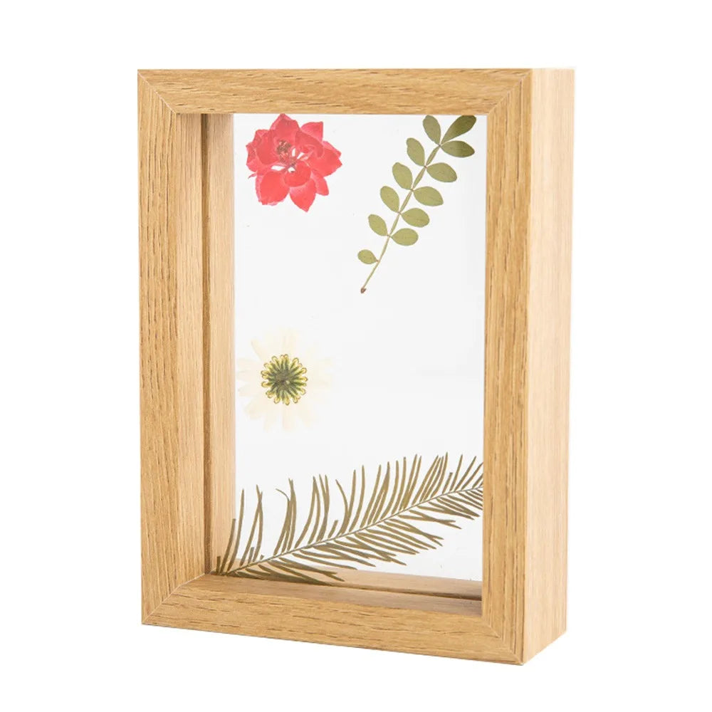 Wooden Glass Leaf Specimen Frame – Double-Sided Display Specimen Display Frame Richie's Brown-6inch