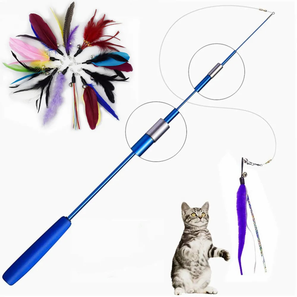 Retractable Cat Feather Wand Teaser Toy for Kittens Cat Feather Wand Richie's