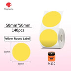 Phomemo M110 M200 M221 Round Transparent Thermal Labels 1.57" Thermal Label Roll Richie's 50x50-140 yellow