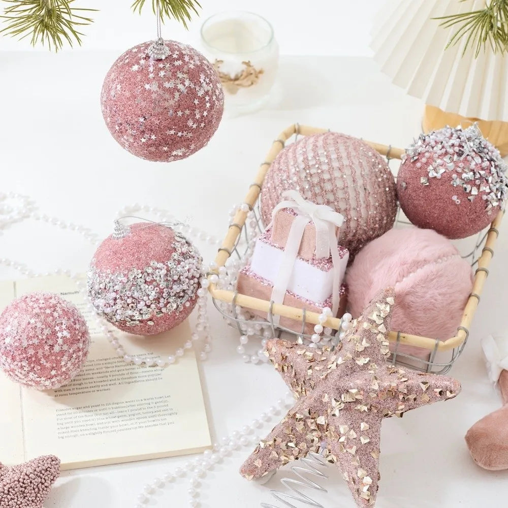 Pink Shatterproof Christmas Ball Ornaments – Velvet Foam Xmas Décor Christmas Tree Ornaments Richie's