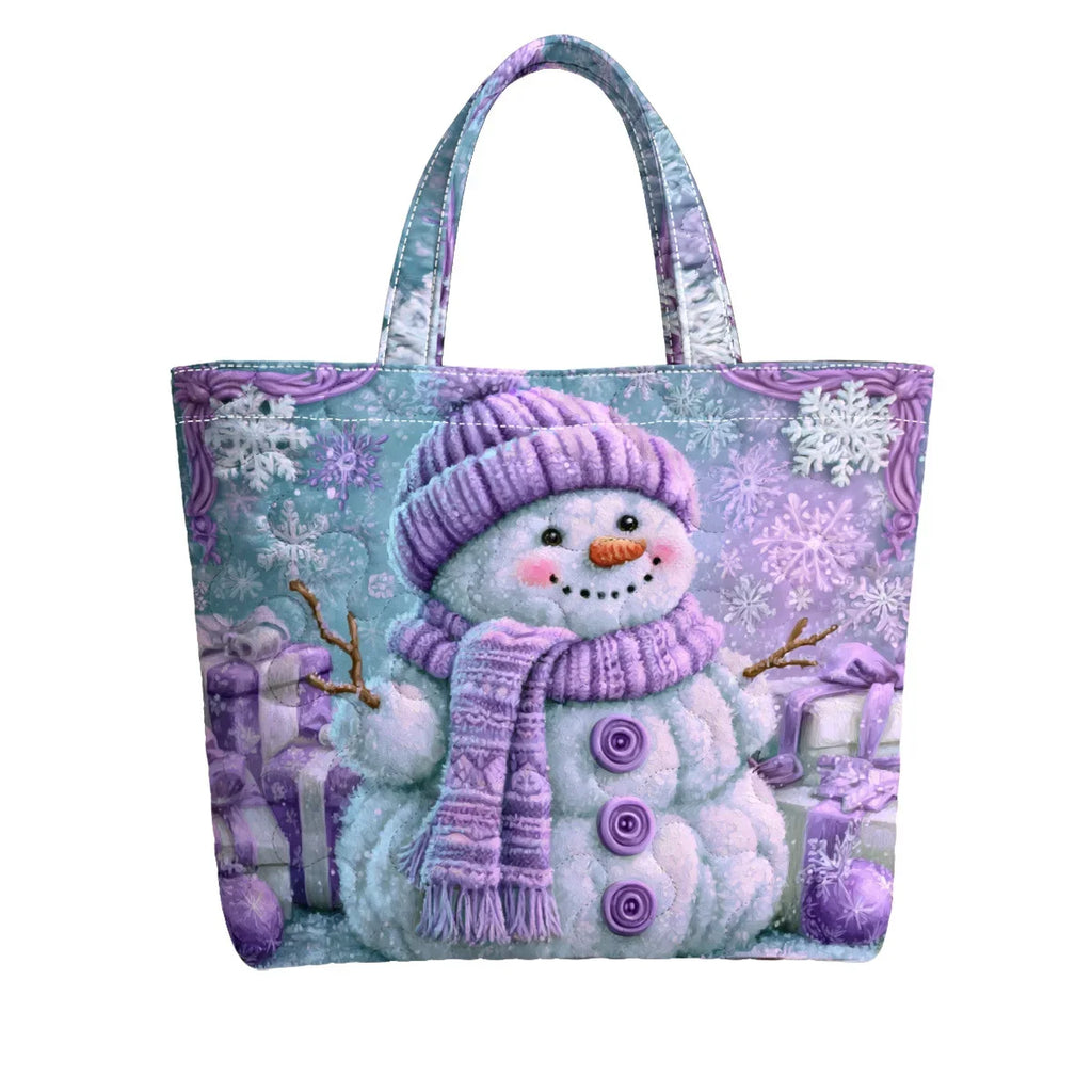 Snowman Quilted Tote Bag – Large Lightweight Women's Shoulder Bag Quilted Tote Bag Richie's 1 Piece