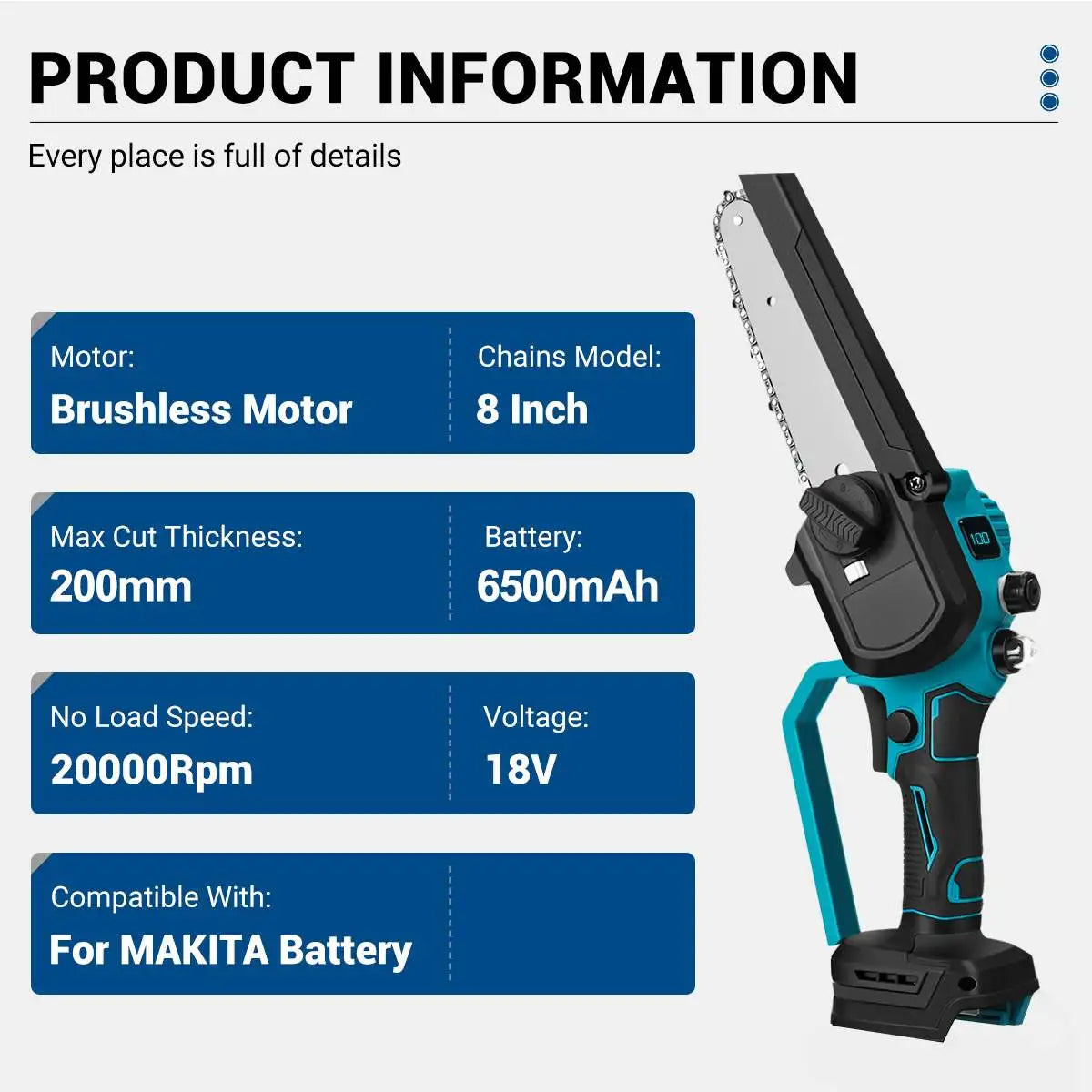 8-Inch Brushless Cordless Chainsaw for Makita 18V Battery Cordless Chainsaw Richie's