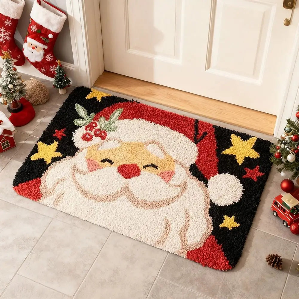 Santa Claus Christmas Door Mat – Non-Slip Crystal Fleece Holiday Floor Mat Richie's