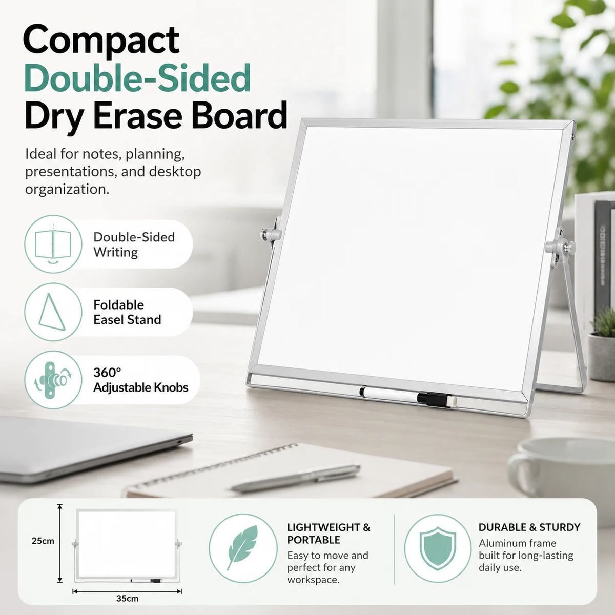 Foldable Double-Sided Desktop Whiteboard with Adjustable Stand Desktop Whiteboard Richie's
