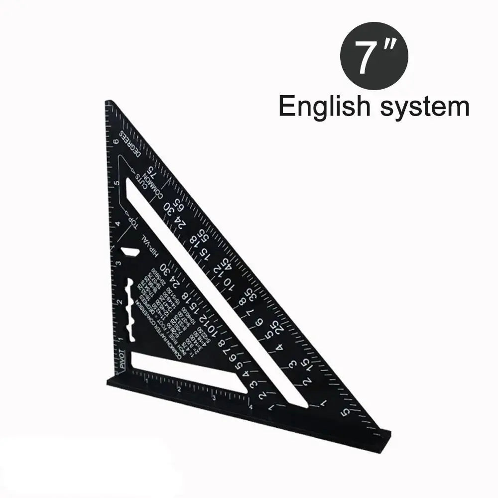 7-Inch Aluminum Triangle Ruler – Metric & Imperial Woodworking Tool Woodworking Angle Ruler Richie's black-english