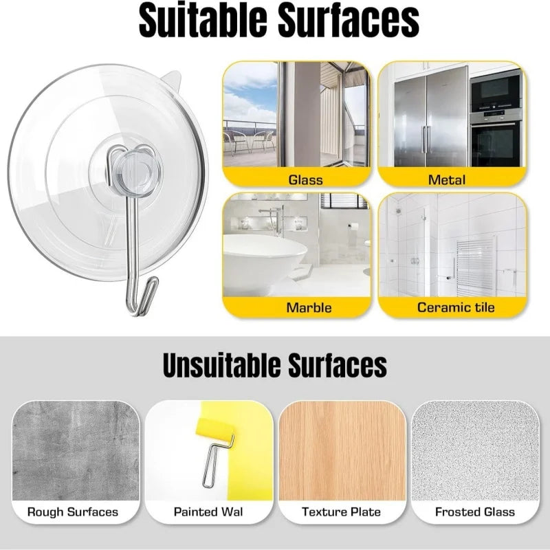 Suction Cup Hooks Transparent PVC & Metal Wall Hooks 5/10 Pcs Suction Cup Hooks Richie's