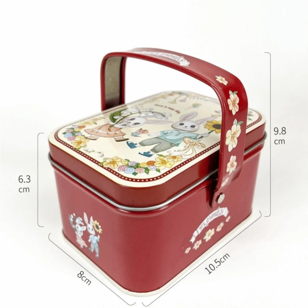 Rabbit Tinplate Candy Gift Box with Handle – Party Favor Tin Tin Storage Box Richie's Style H 5x5x5cm