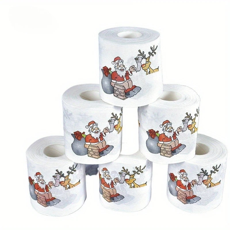 5 Rolls Christmas Toilet Paper – Santa Holiday Design Napkins Novelty Holiday Paper Richie's