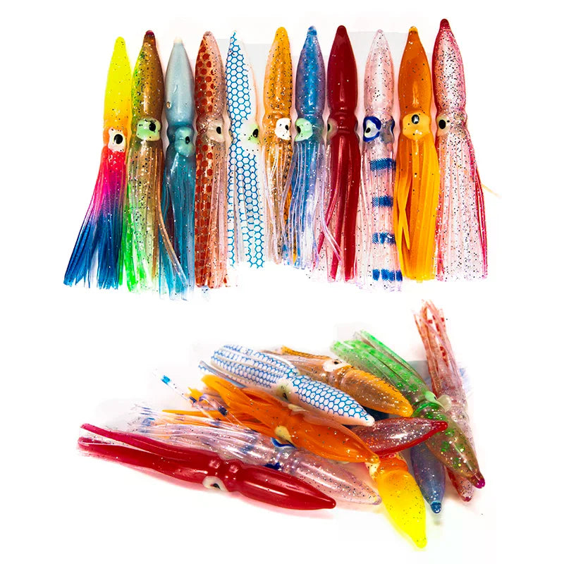 10pcs 8cm PVC Soft Squid Lures – Tuna & Sailfish Fishing Bait Soft Fishing Lures Richie's