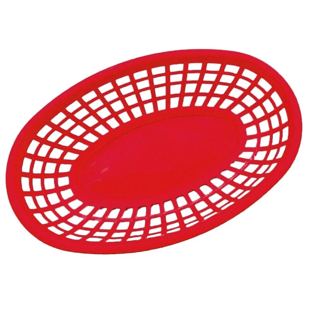 Reusable Oval Plastic Food Serving Basket – Snack & Hot Dog Tray Food Serving Basket Richie's Red