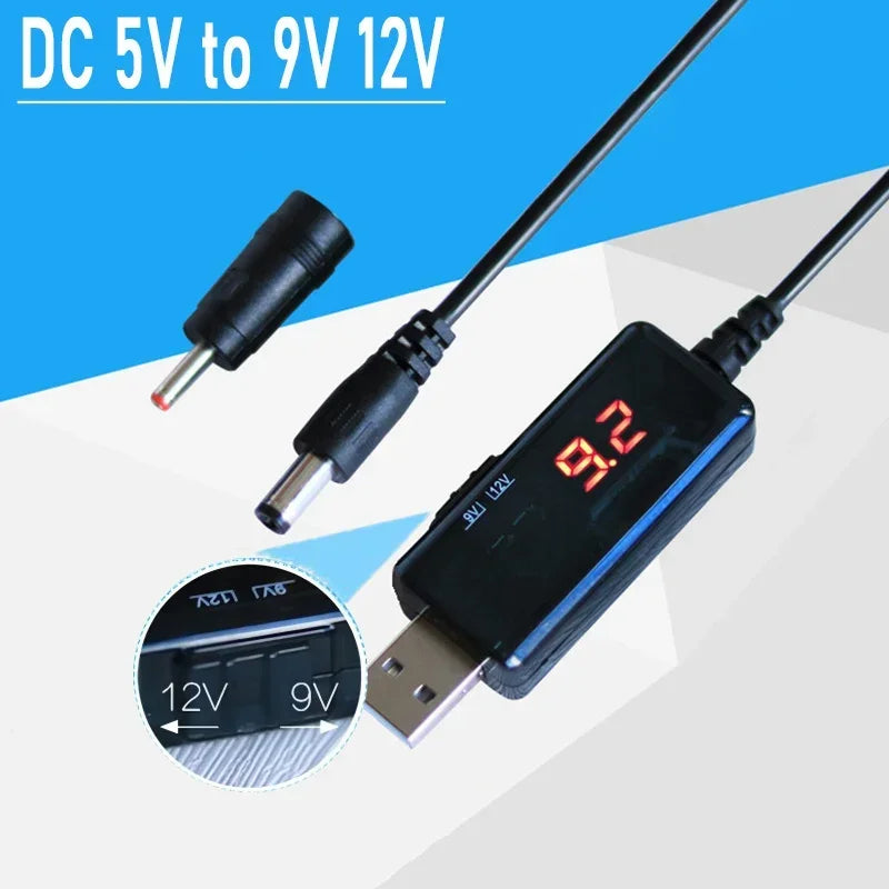 USB 5V to 9V/12V Step-Up Power Boost Converter Cable 5.5mm DC Power Boost Converter Richie's 0.8m