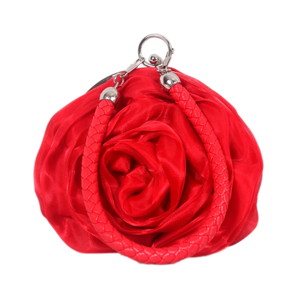 Vintage Floral Rose Evening Clutch Bag | Bridal Wedding Purse Evening Clutch Bag Richie's red