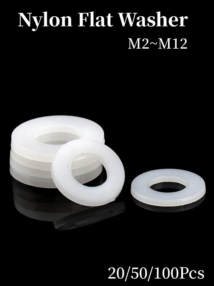 White Nylon Flat Washers M2–M12 Plastic Insulating Spacer Gaskets Nylon Flat Washers Richie's 20pcs M2x5x1