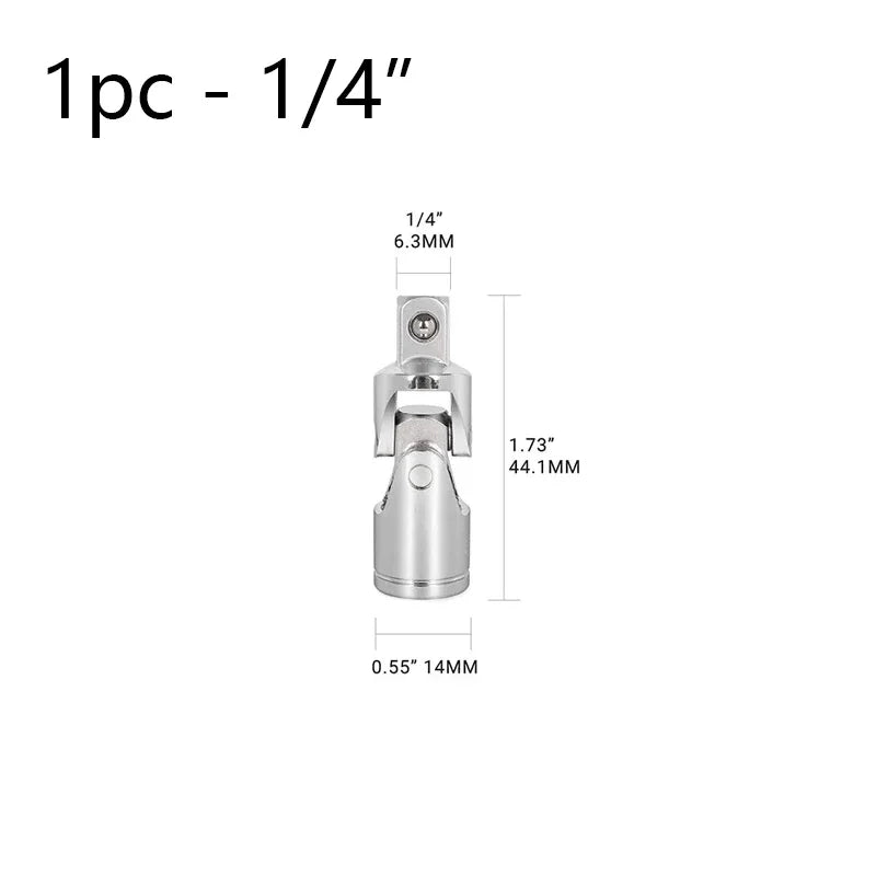 Universal Joint Socket Set 1/4" 3/8" 1/2" CrV Steel Swivel Adapter Socket Adapter Set Richie's 1-4 one piece