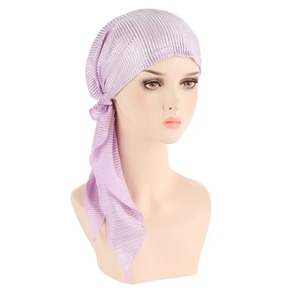 Women's Printed Stretch Turban Hat – Knit Bonnet Underscarf Turban Bonnet Hat Richie's Light purple--