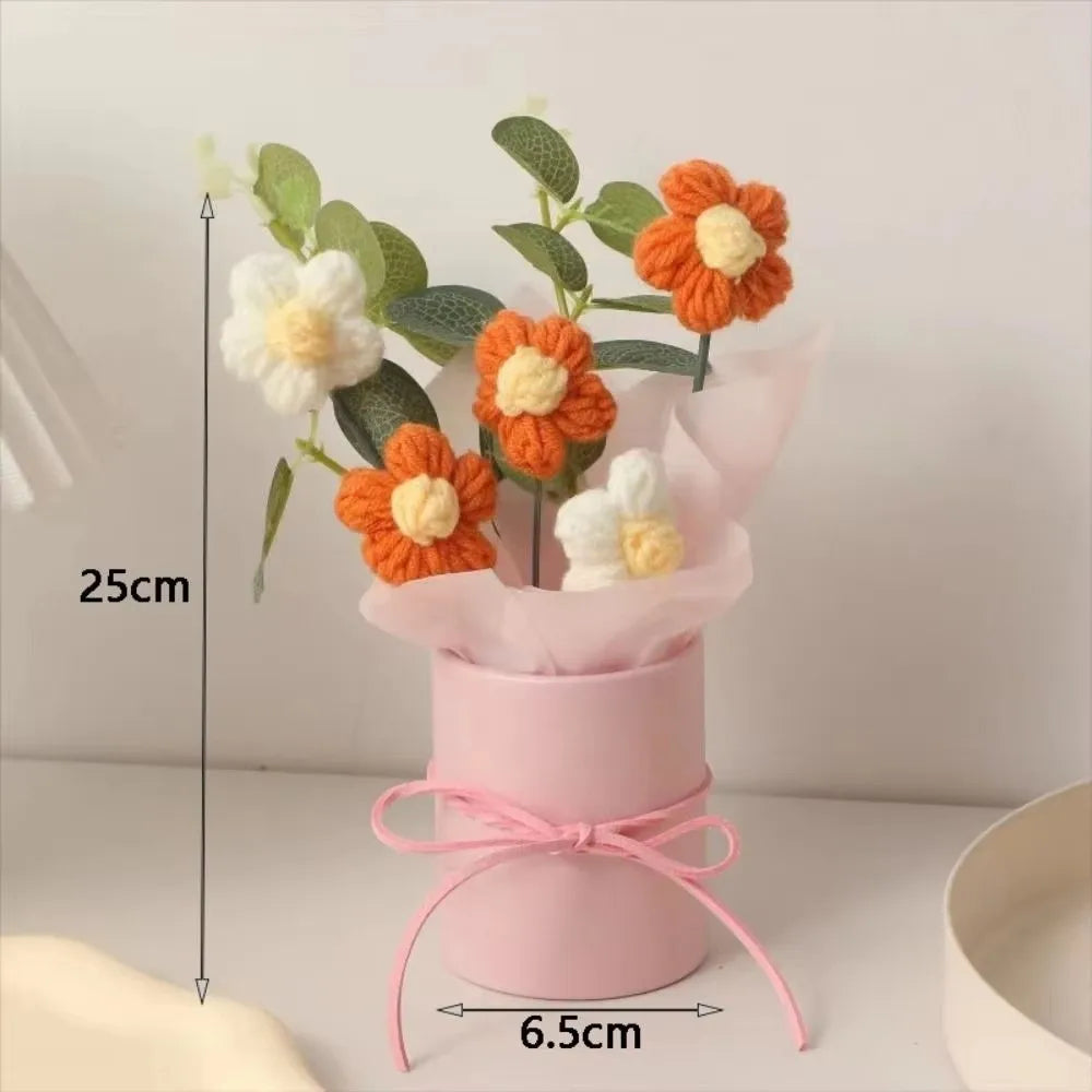 Handmade Crochet Puff Flower Bouquet – Eternal Milk Cotton Décor Crochet Flower Bouquet Richie's