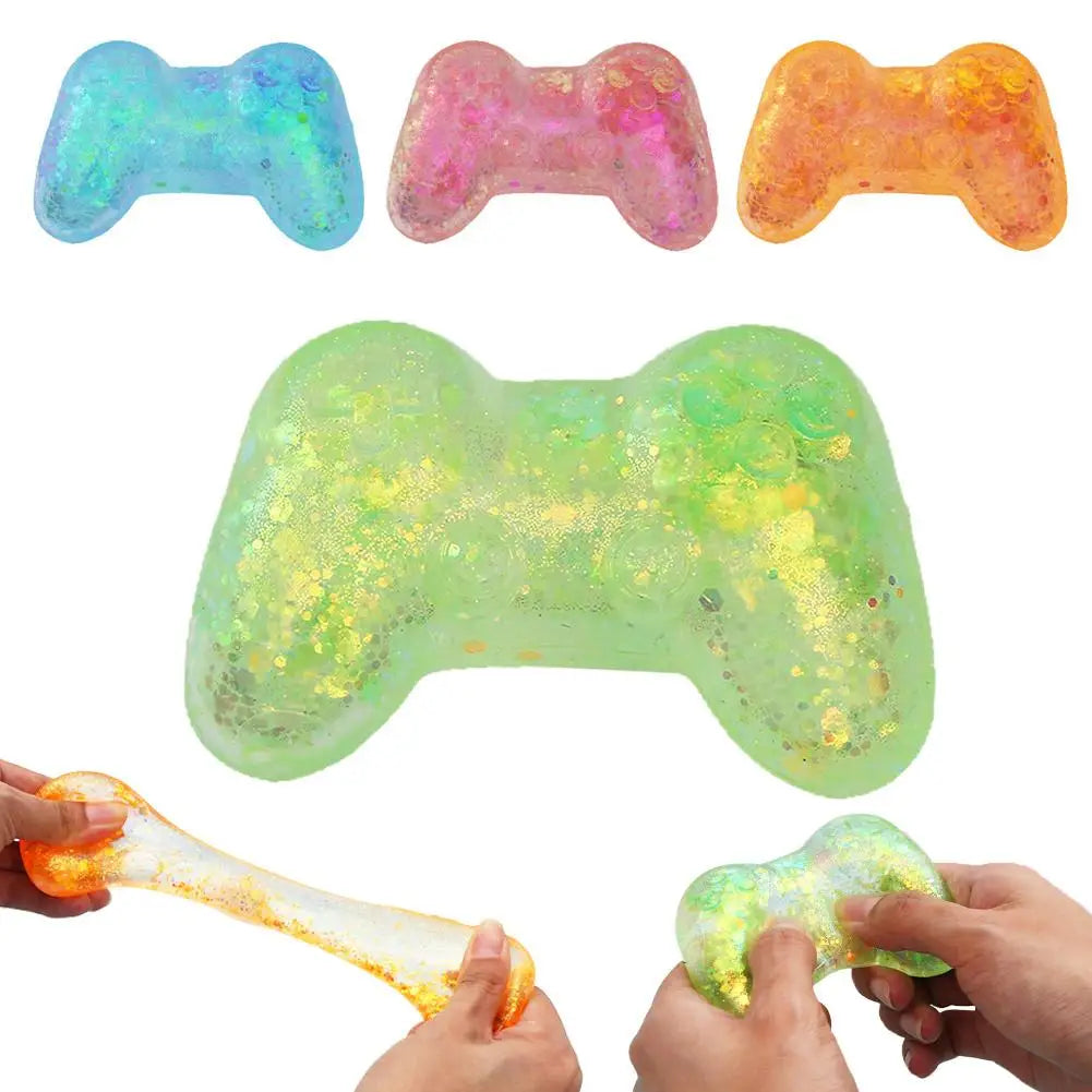 Squishy Sequins Game Controller Fidget Toy – Slow Rebound TPR Fidget Sensory Toy Richie's random color 1 pc