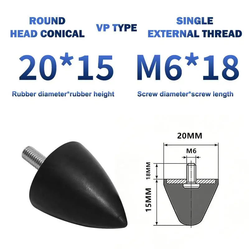 VP Type Conical Rubber Shock Absorber Buffer Pad 2pcs Rubber Shock Absorber Richie's 20x15 2pcs